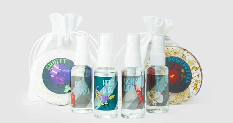 Power spray en heks/ spook monster-weg met steen en amulet